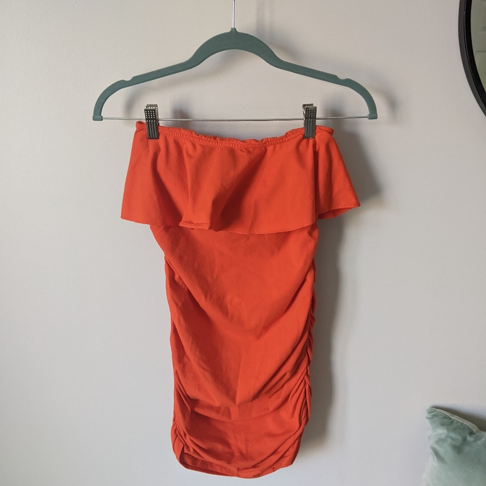 Super Cute Women's BraTop Strapless ruched Dress with Ruffle top